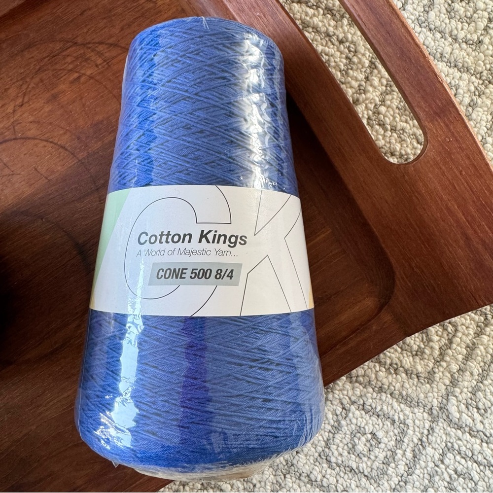 Hobbii Yarn Cone 100% Cotton Kings Blue 500 Grams Knit Crochet